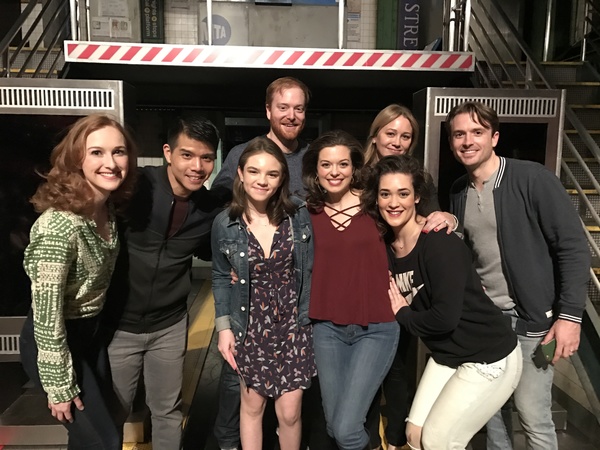 Ella Olivia Stiller and Christine Taylor (center) with the cast of IN TRANSIT Photo