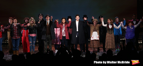 Barrett Doss and Andy Karl with cast Photo