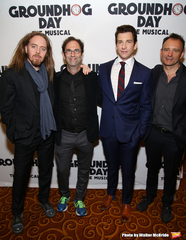 Tim Minchin, Danny Rubin, Andy Karl and Matthew Warchus  Photo