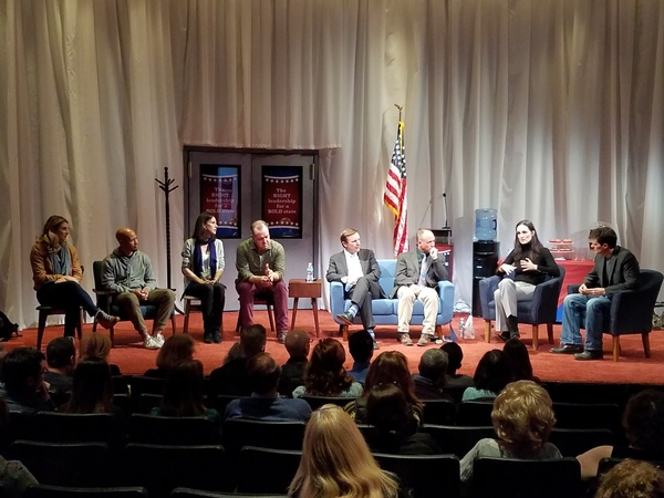 Nadia Bowers, Jonathan Louis Dent, Christa Scott-Reed, Rob Nagle, Senator Chris Murphy, Mark Barden, Charlotte Cohn, Jason Odell Williams at 