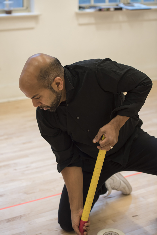 Photo Flash: In Rehearsal For Waterwell's HAMLET Starring Arian Moayed, Sherie Rene Scott, and Micah Stock Image