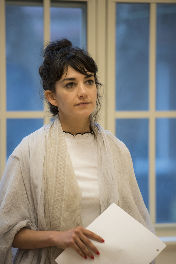 Photo Flash: In Rehearsal For Waterwell's HAMLET Starring Arian Moayed, Sherie Rene Scott, and Micah Stock Image