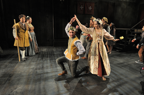 Joe Wilson, Jr. as Esteban, Janice Duclos as Juana Roja. Forefront: Orlando Hernandez Photo