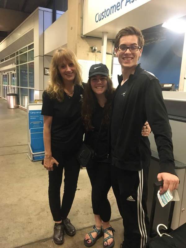 John and Shelby at the airport with their NHSMTA chaperone, Tina Walsh.
 Photo