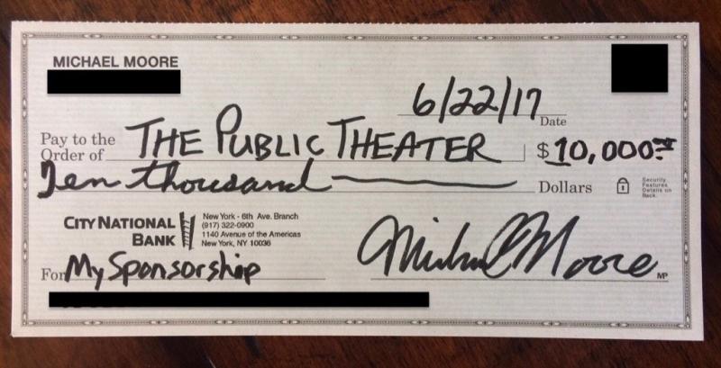 Michael Moore Donates $10K to The Public Theater Image