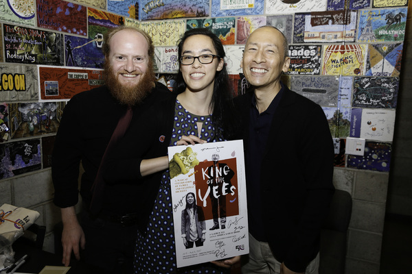 Director Joshua Kahan Brody, playwright Lauren Yee and cast member Francis Jue Photo