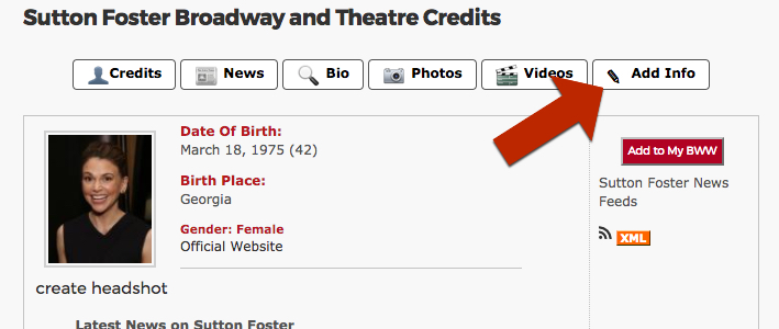 How to Add and Modify Profiles and Productions in BroadwayWorld's Database Image