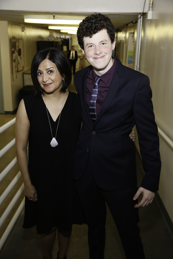 Cast members Maria Elena Ramirez and Adam Langdon pose back stage after the opening n Photo