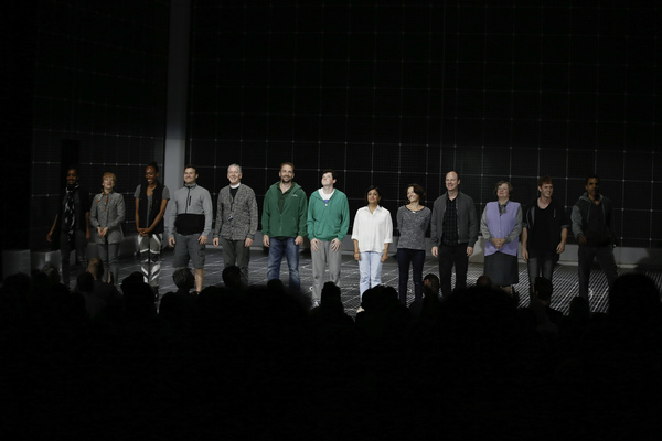 The cast during the curtain call for the opening night performance of 