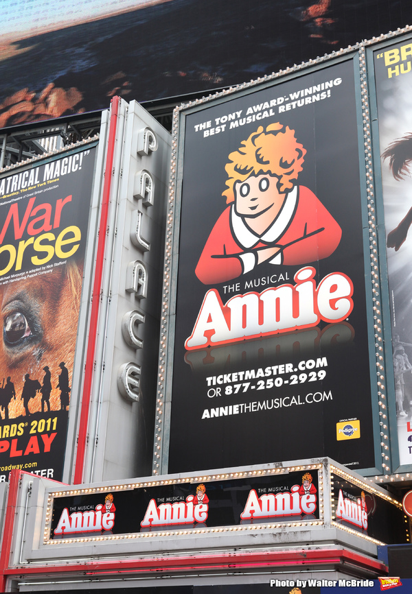 Theatre Marquee unveiled for 'Annie' - with Music by Charles Strouse, Lyrics by Marti Photo