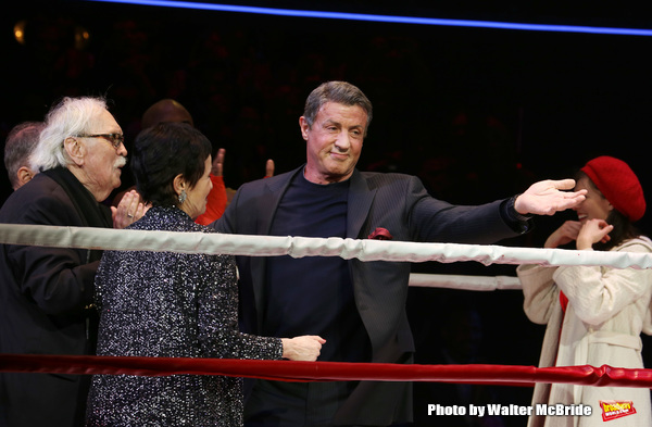 Thomas Meehan, Lynn Ahrens, Terence Archie, Sylvester Stallone and Margo Seibert  dur Photo