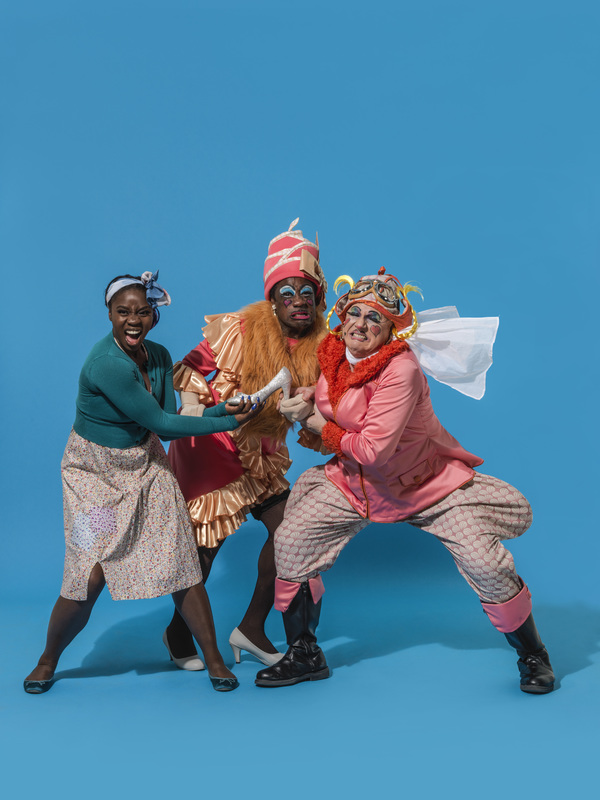 Aisha Jawando as Cinderella with Kat B and Tony Whittle as the Ugly Sisters Photo