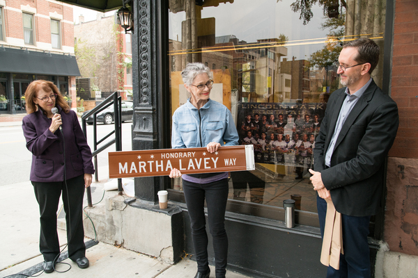 Alderman Michele Smith, Martha's sister Michele Dragisity and Executive  David Schmit Photo