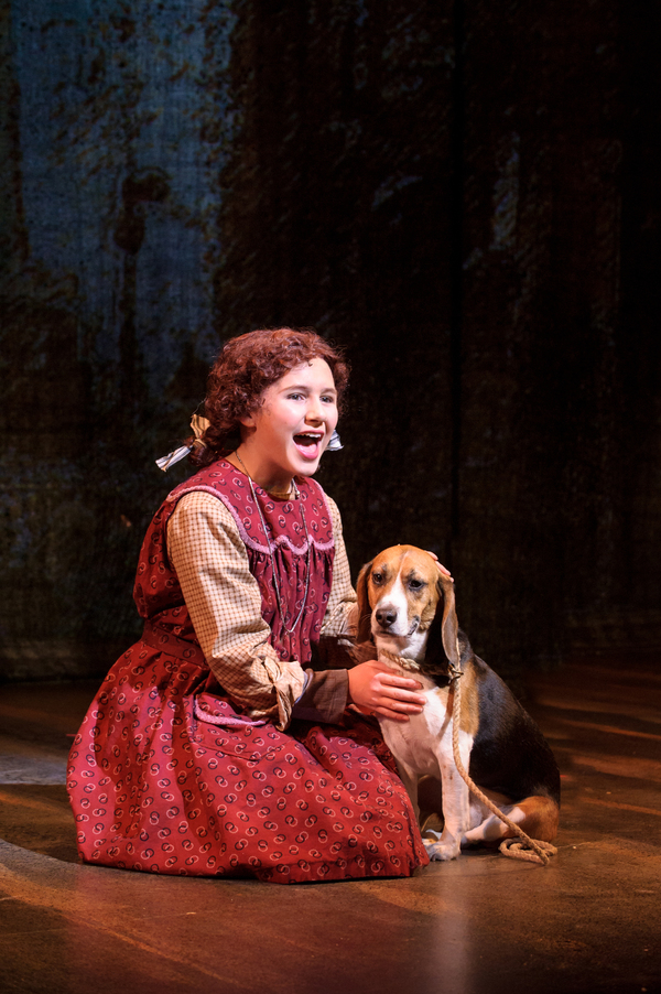 Eloise Field (Annie in LIGHT cast) and Shiloh the dog (Sandy in LIGHT cast) in rehear Photo