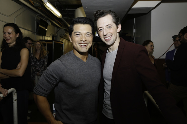 From left, actor Vincent Rodriguez III and cast member Josh Grisetti backstage after  Photo