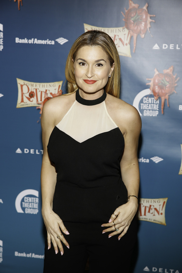 Actor Mara Marini arrives for the opening night performance of "Something Rotten!" at Photo
