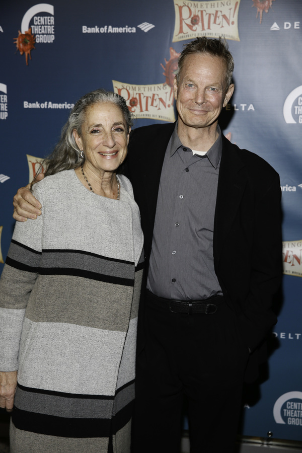 Martha Roth and actor Bill Irwin arrive for the opening night performance of "Somethi Photo