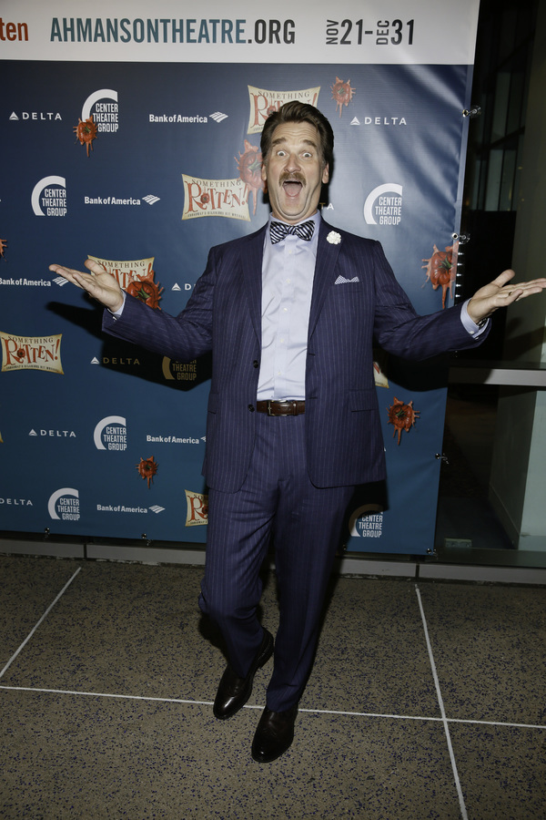 Actor Pete Gardner arrives for the opening night performance of "Something Rotten!" a Photo