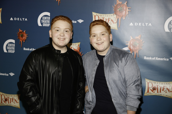 From left, actors Matthew and Benjamin Royer arrive for the opening night performance Photo