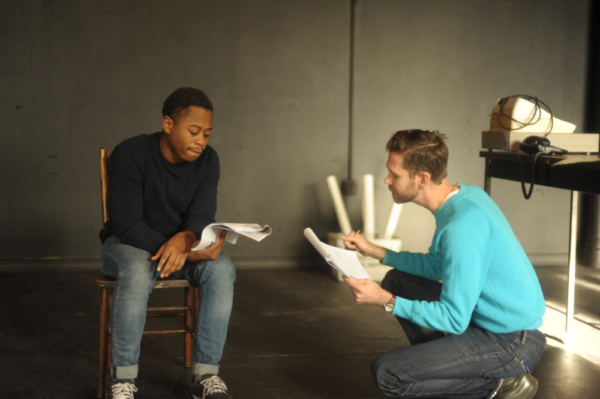 Daniel Kyri and Philip Dawkins in rehearsal for Lonely Planet in Chicago. Photo by Er Photo