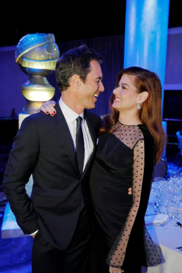  (l-r) Eric McCormack and Debra Messing host the Golden Globe Awards 75th Anniversary Photo