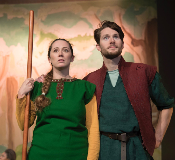 Susannah Austin as Little John and Tom Whitelock as Friar Tuck in Robin Hood, Stanton Photo