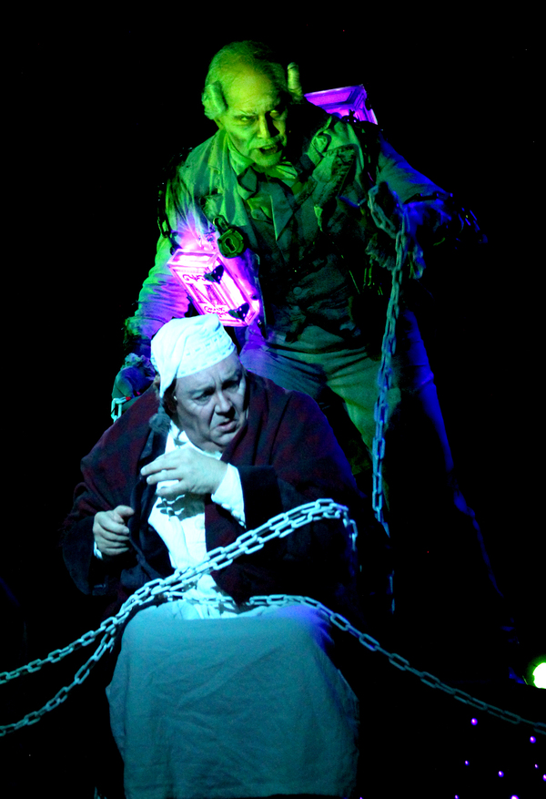 David Coffee (Ebenezer Scrooge) and Freddie Kimmel (Jacob Marley)  Photo