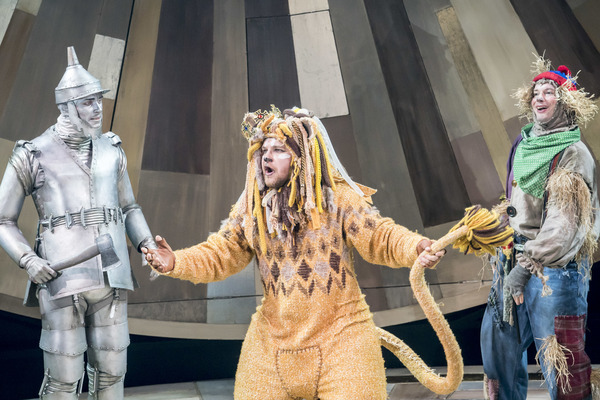 Max Parker as Tin Man, Jonathan Broadbent as Lion and Andrew Langtree as Scarecrow Photo