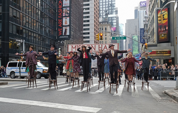 Zac Efron, James Corden, and Hugh Jackman perform in Crosswalk The Musical in New Yor Photo