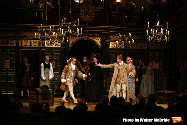 Sam Crane and Mark Rylance with the cast  Photo