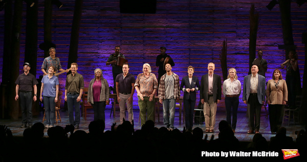 The cast during the "Come From Away" Broadway Opening Night Curtain Call at the Geral Photo