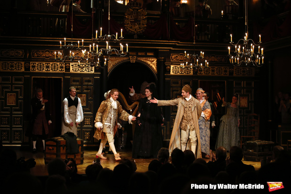 Sam Crane and Mark Rylance with the cast during the Broadway Opening Night performanc Photo