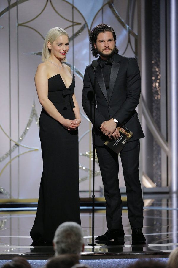 75th ANNUAL GOLDEN GLOBE AWARDS -- Pictured: (l-r) Emilia Clarke, Kit Harrington, Pre Photo