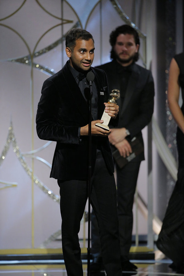 75th ANNUAL GOLDEN GLOBE AWARDS -- Pictured: Aziz Ansari, winner Best Performance by  Photo