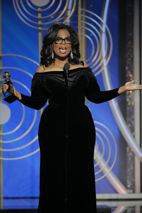 75th ANNUAL GOLDEN GLOBE AWARDS -- Pictured: Oprah Winfrey, Winner, Cecil B. Demille  Photo