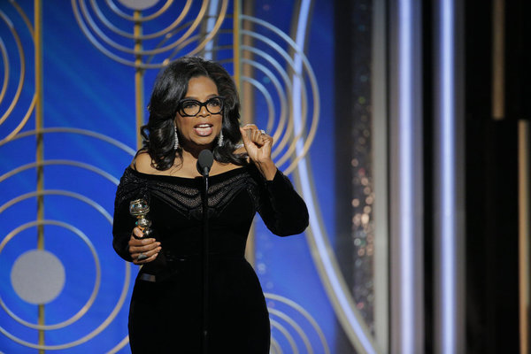 75th ANNUAL GOLDEN GLOBE AWARDS -- Pictured: Oprah Winfrey, Winner, Cecil B. Demille  Photo