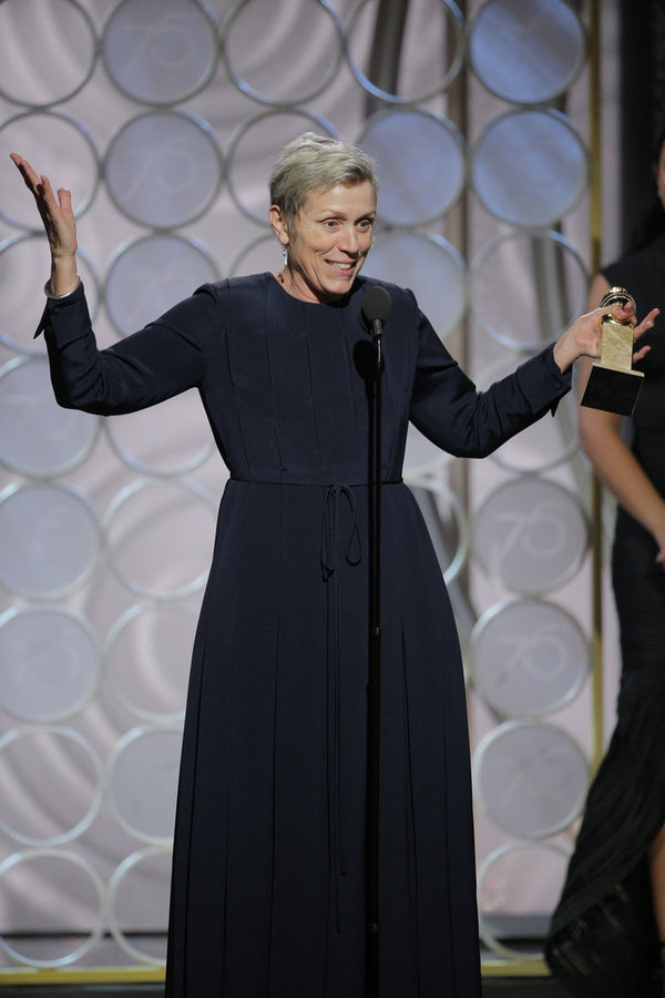 75th ANNUAL GOLDEN GLOBE AWARDS -- Pictured: Frances McDormand, Â“Three Billboards Photo