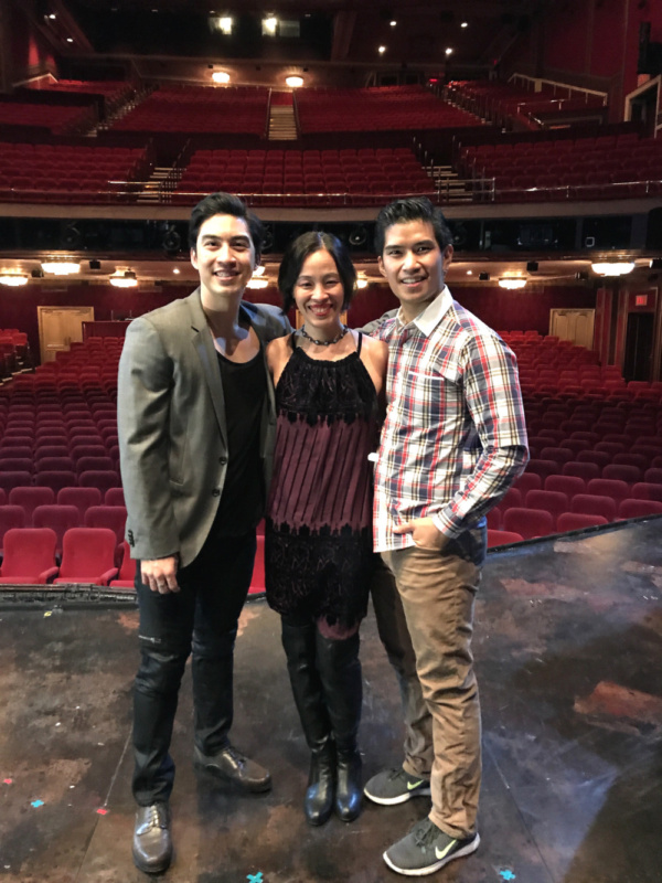 Devin Ilaw, Lia Chang, Christopher Vo on the set of MISS SAIGON Photo