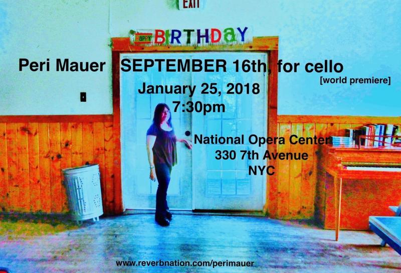 Composer Peri Mauer's New Work for Cello to be Premiered at National Opera Center  Image