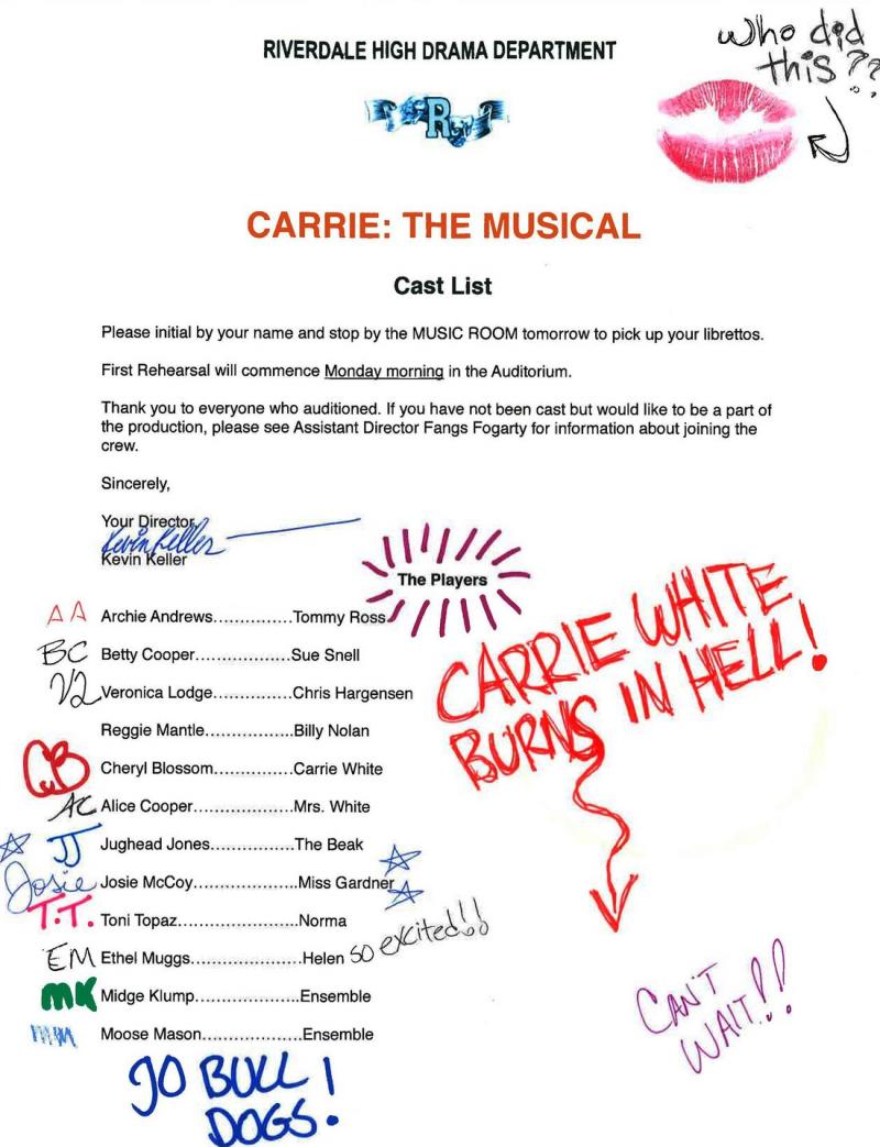 Things are Going to Get Bloody as RIVERDALE will Perform CARRIE: THE MUSICAL this Spring 