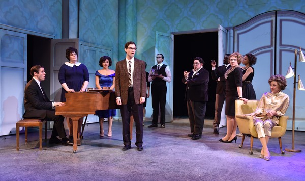 Matt Crowle, center, with the cast of MERRILY WE ROLL ALONG from Porchlight Music The Photo