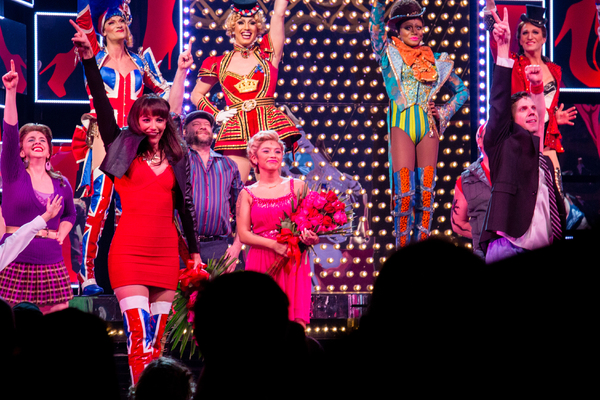 Caroline Bowman, Kirstin Maldonado, Jake Shears,  and the cast of KINKY BOOTS Photo