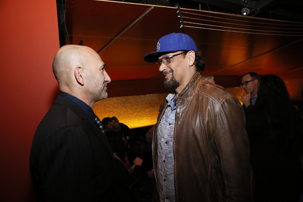 From left, cast member Jason Manuel OlazÃ¡bal and actor Jimmy Smits at the opening  Photo