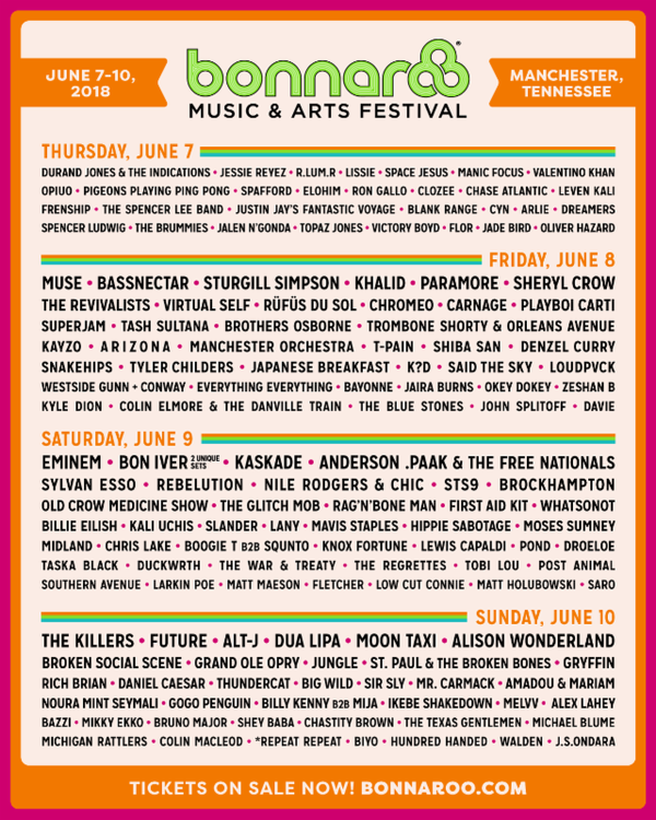 Bonnaroo Announces 2018 Daily Lineup  Image