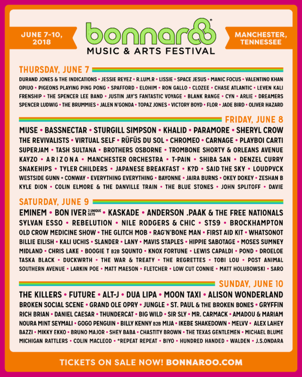 Bonnaroo Announces 2018 Daily Lineup Image