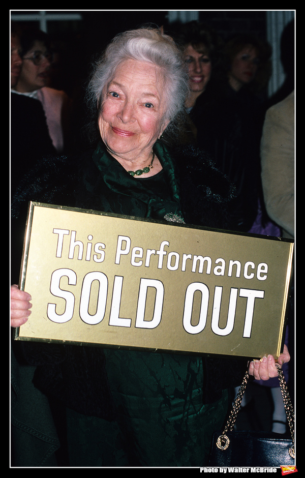 Helen Hayes pictured at the Helen Hayes Theatre in New York City on May 1, 1988.  Photo