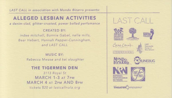 Photo Flash: Last Call: Queer Histories/ Queer Futures presents ALLEGED LESBIAN ACTIVITIES: Tour Kick Off 