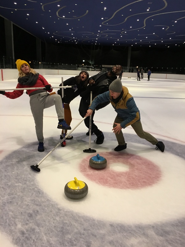 Photo Flash: The Cast of THE PLAY THAT GOES WRONG Finds Immense Success In Olympic Curling! Image
