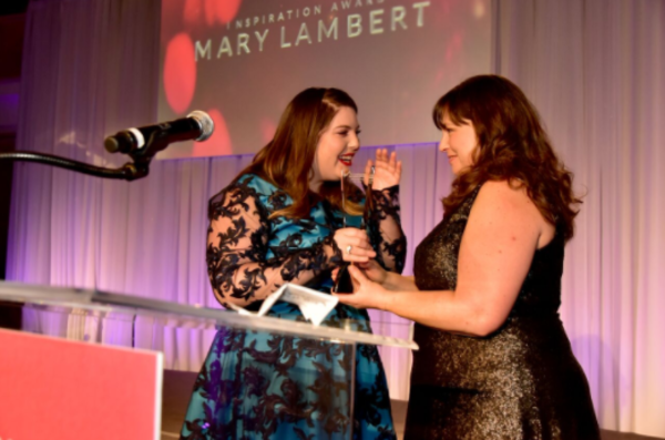 Mary Lambert receiving the Inspiration Award from her mom Mary Kay Lambert at the SFG Photo