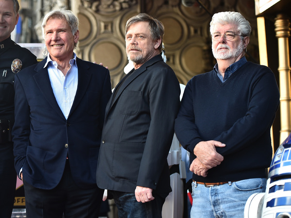 Harrison Ford, Mark Hamill, and George Lucas Photo